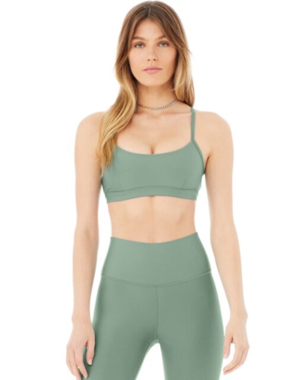 Alo Seamless Scoop Neck Sports Bra - Sage Green